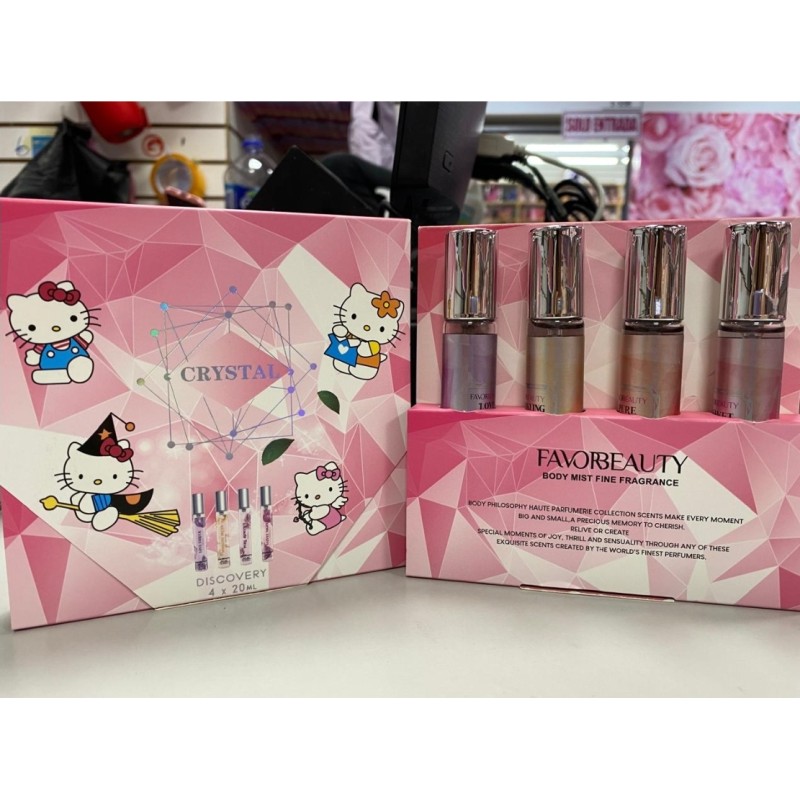 ESTUCHE PERFUME KITTY TUBO ROSA (4 PZAS)