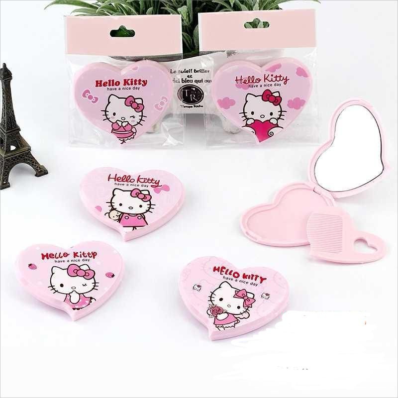 ESPEJOS CORAZON KITTY CON PEINE (12 PZ)