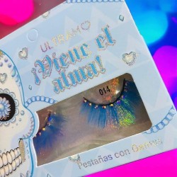 PESTAÑAS CON PIEDRA DIA DE MUERTOS ULTRAMO (12 PZ)