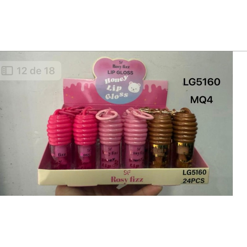 GLOSS DE MIEL Y FRESA LLAVERO (24 PZ)