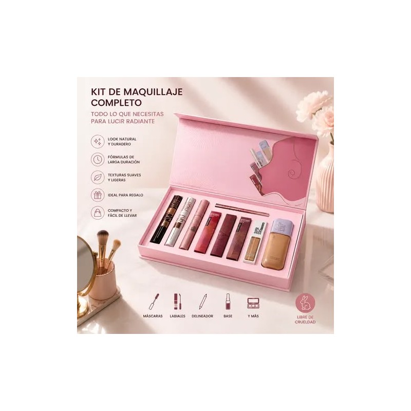 KIT MAQUILLAJE QOIDEN ROSE (9 PZAS)