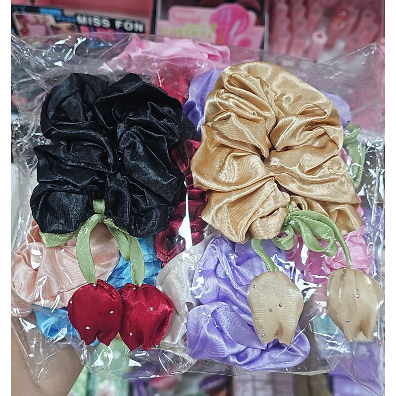 SCRUNCHIES CON TULIPAN (12 PZ)