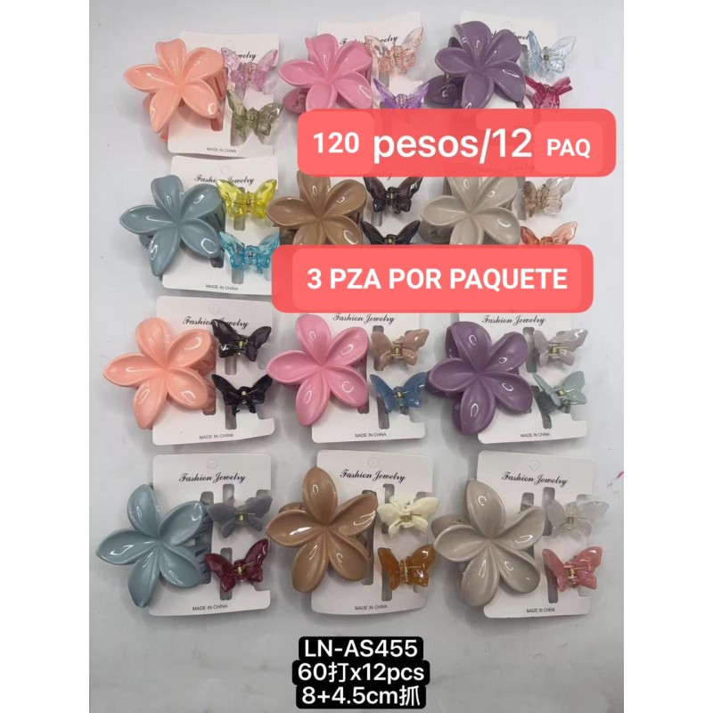 PINZA TRIPLE FLOR MARIPOSA (12 PAQ)